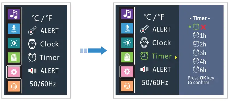 Babysense VBM55TX 5.5 Inch Split Screen Full HD 1080P Video Baby Monitor - Timer Setting