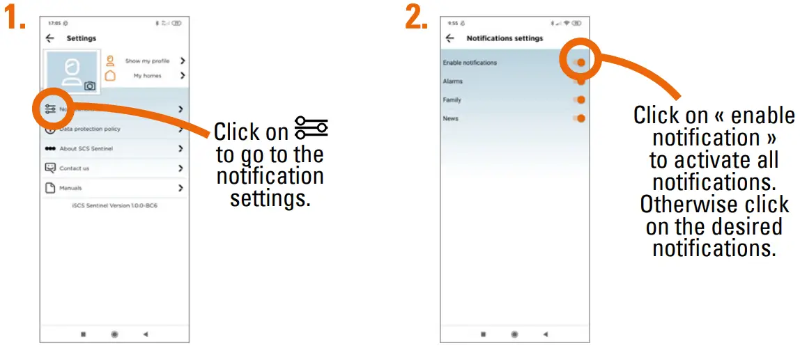 SCS sentinel CFI0026 VisioBell Wired Smart Doorbell and Wireless Chime - Notification settings