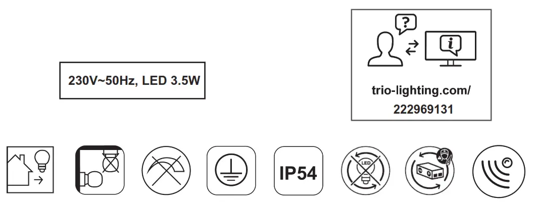 TRIO 2229691xx Tunga LED Outdoor Wall Light - fig 1