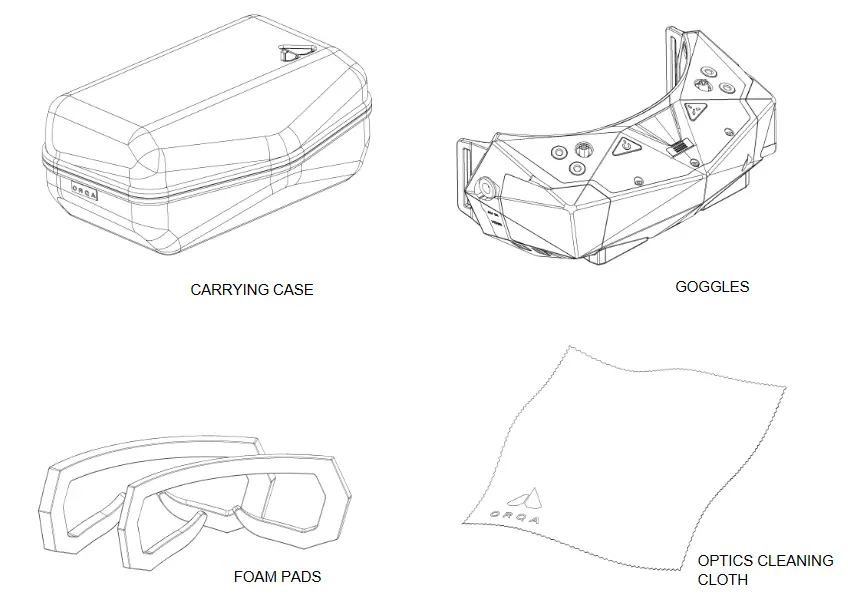 ORQA FPV.One Pilot FPV Goggles - PACKAGE CONTENTS