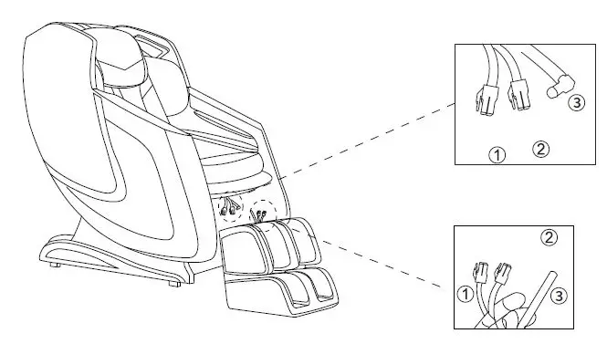 AmaMedic Premium 3D Chair - Connect the wires and air pipes from the footrest and seat part respectively