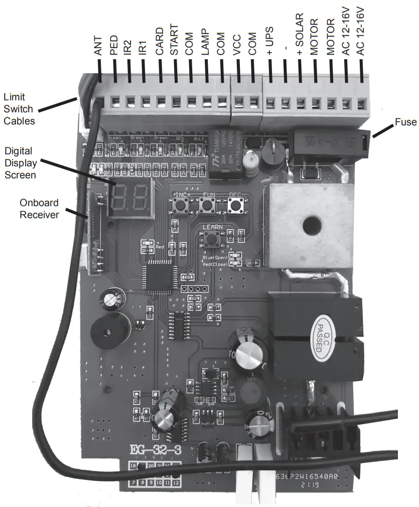 VEVOR SLIDE400 DC12V SERIES Electric Gates Slide Gate Opener - BOARD LAYOUT