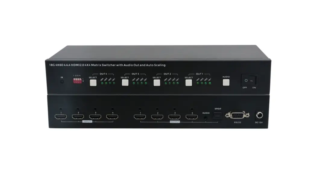 Hdtv Supply Hdtvfix44-lite 18g 4k60 4x4 Matrix Switcher With Audio Out Selection And Ir Remote User Manual Hdtv Supply Hdtvfix44-lite 18g 4k60 4x4 Matrix Switcher With Audio Out Selection And Ir Remote User Manual