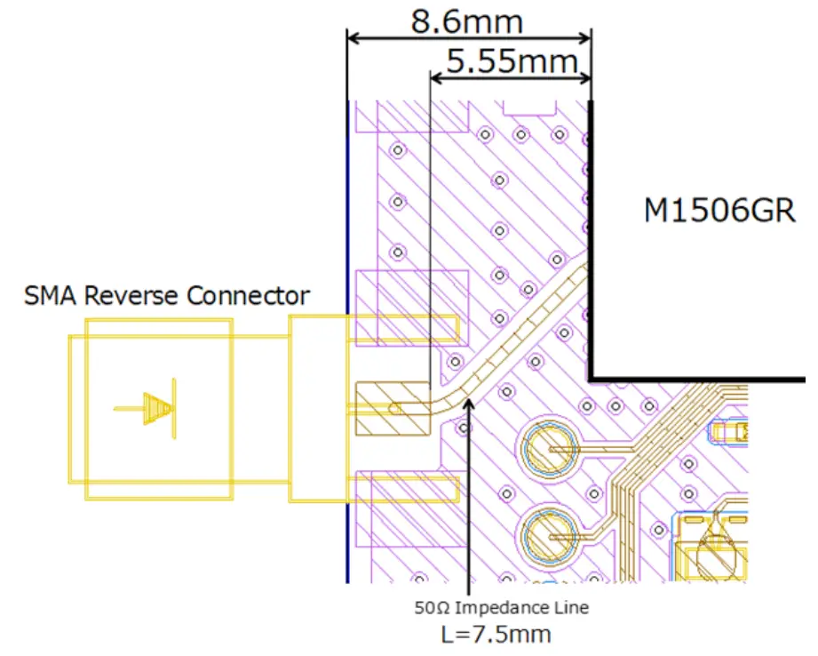 PCB Layout (from “905M_ANT” pin to antenna connector)