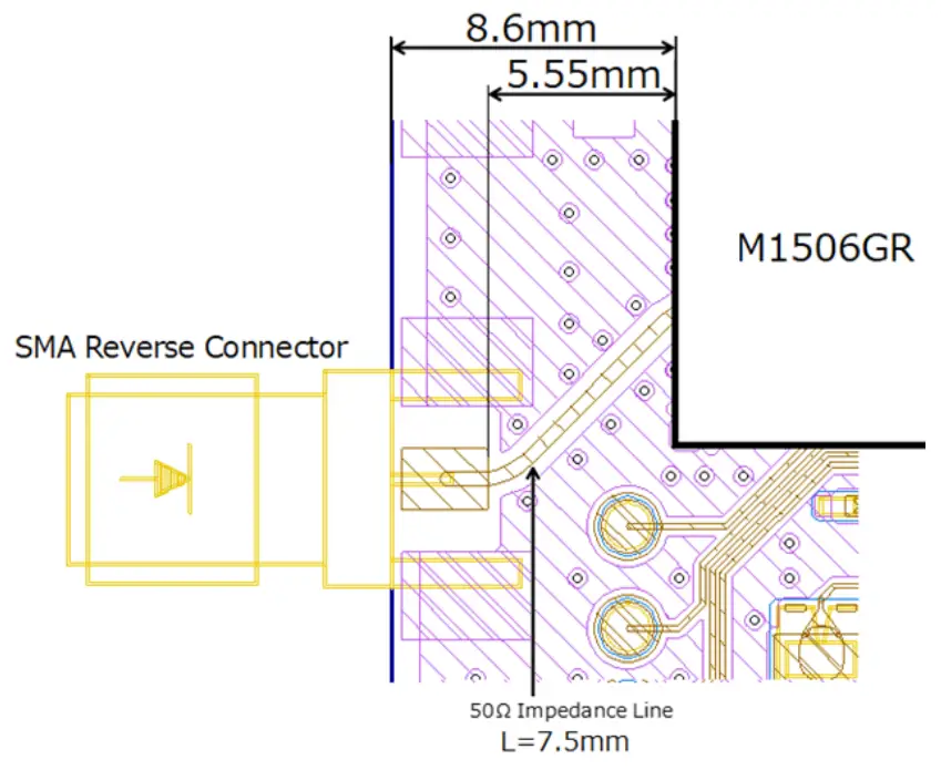 PCB Layout (from “905M_ANT” pin to antenna connector)