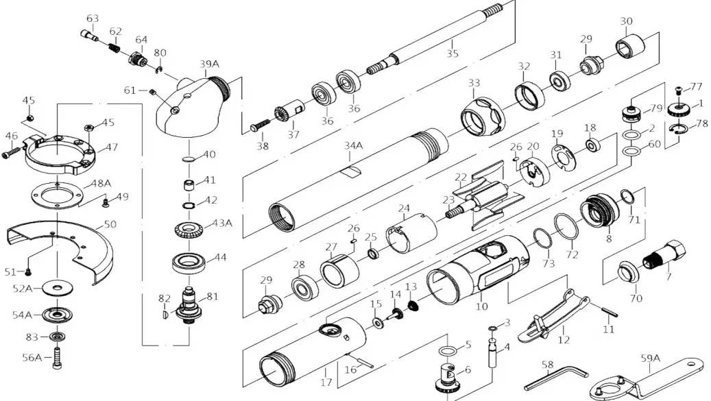 Taylor Pneumatic Tool Company T-8801REX Extended 4 Inch Reversible Angle Cutoff Tool -