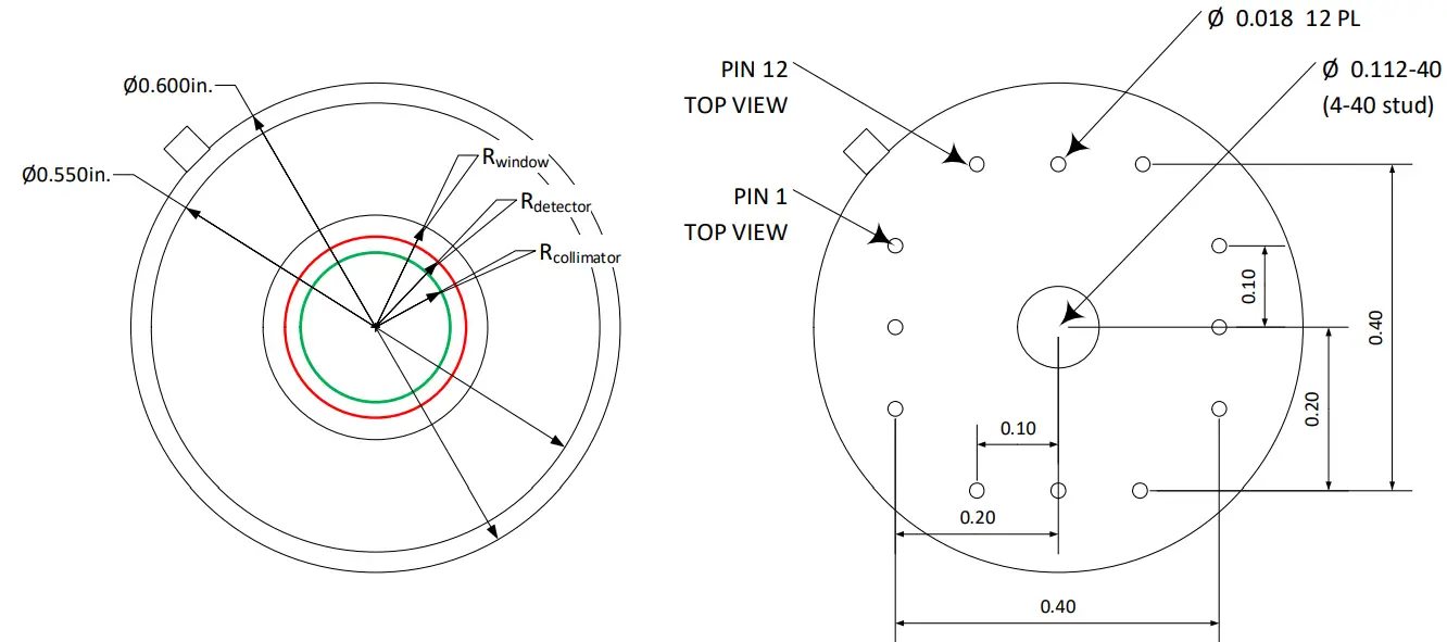 AMPTEK XR-100FastSDD 25 mm2 x 1 mm X-Ray Detector and Preamplifier - Dimensions