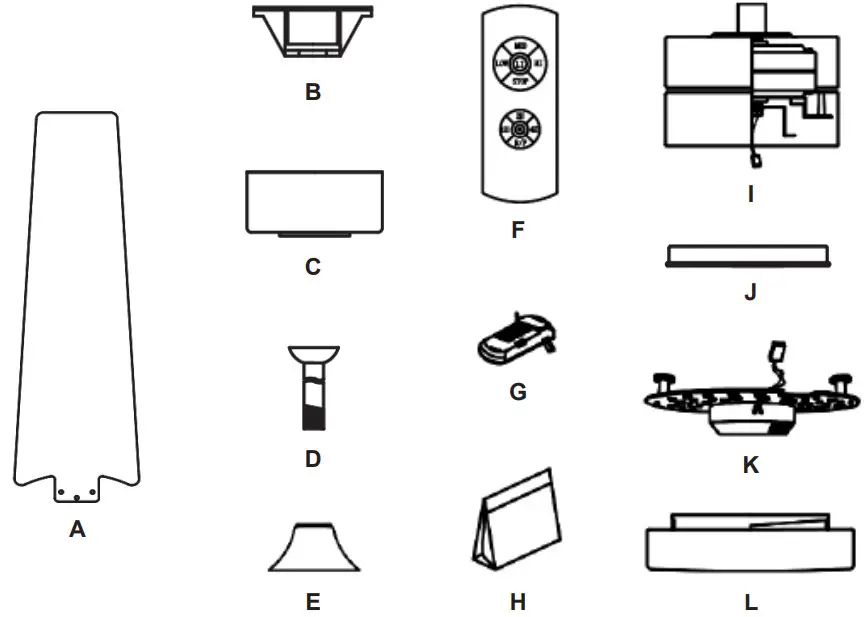 THE HOME DEPOT CFN-1503 52 Inch Modern LED Indoor Brushed Nickel Ceiling Fan - Package List