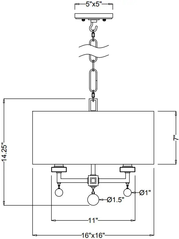 CRYSTORAMA 8105 PN CEILING Paxton Four Light Ceiling Mount - For Hanging