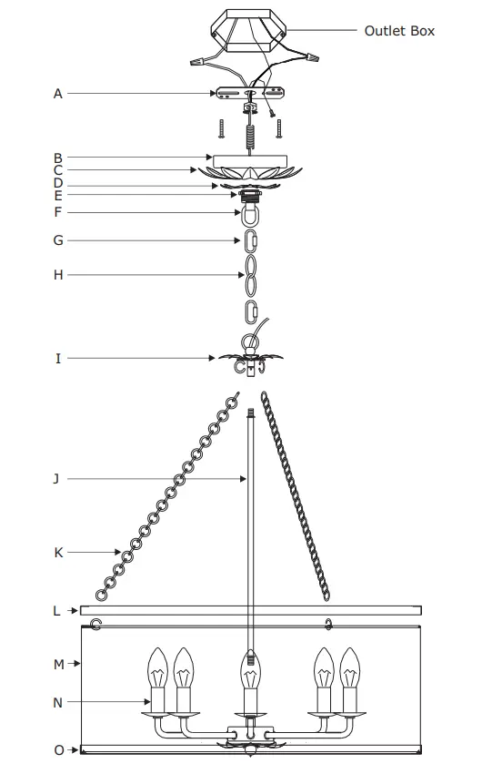 CRYSTORAMA 518-GA Broche Six Light Chandelier - parts
