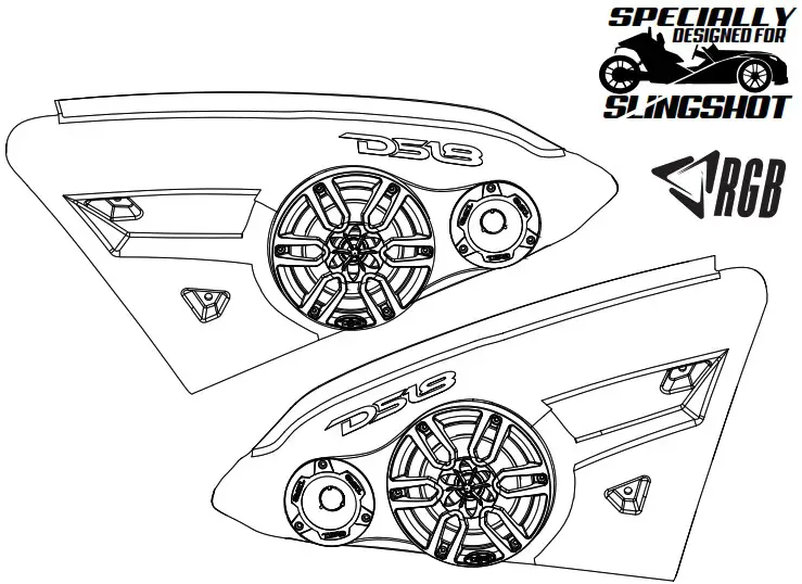 DS18 SLG AR6LD Polaris Slingshot Inside Armrest Speaker Pods - Cover
