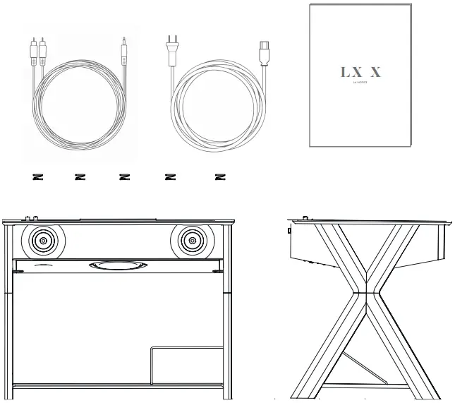 LA BOITE LX X Classique Loudspeaker and Turntable - BOX CONTENTS