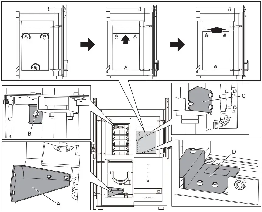 DGSHAPE DWX-53DC 5 Axis Dry Dental Milling Machine - Mounting position of retainers
