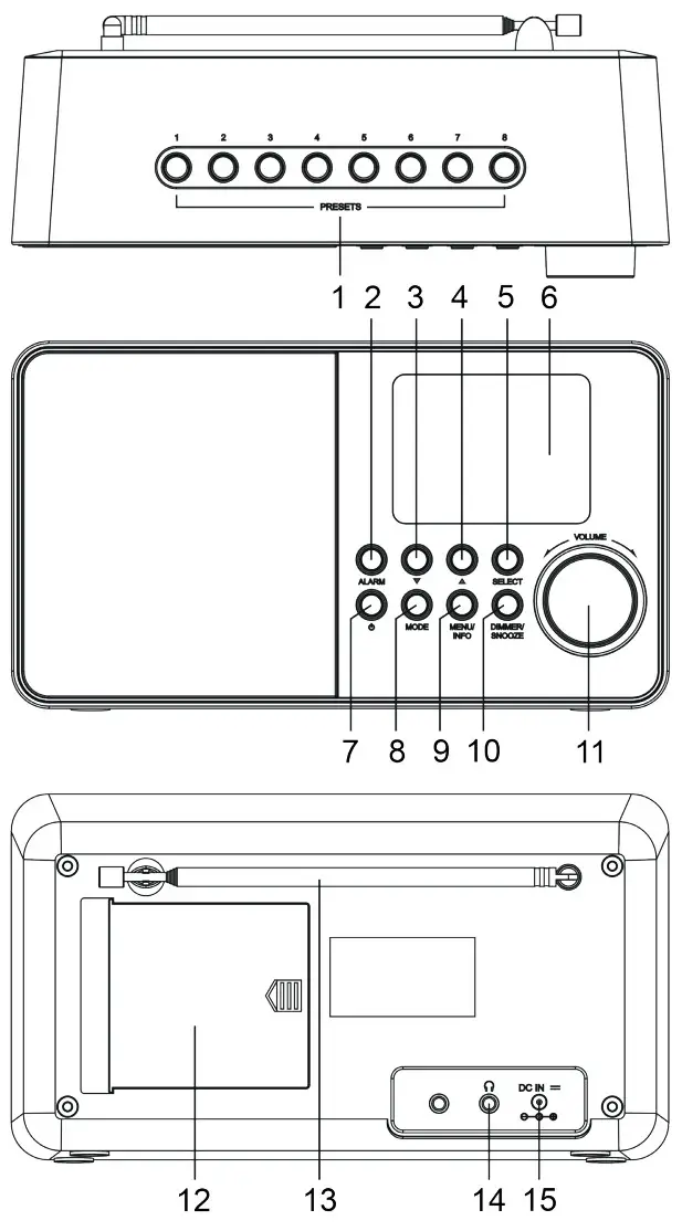 JVC RA E611B DAB DAB FM Digital Radio - CONTROL BUTTONS