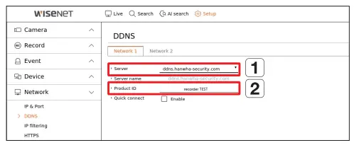 WISeNeT XRN 1620B2 Network Video Recorder -Wisenet DDNS4