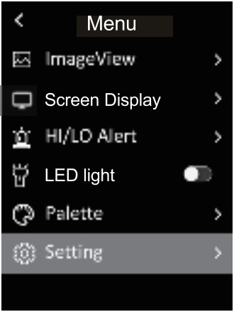 MILESEEY TR120 Handheld Infrared Thermal Imager - Menu