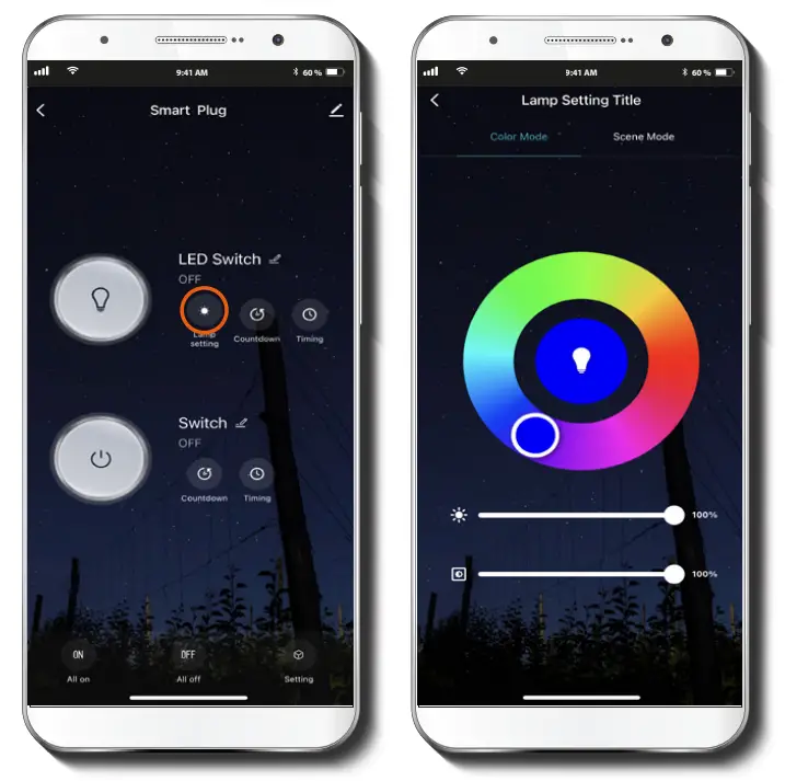 Color and scene settings