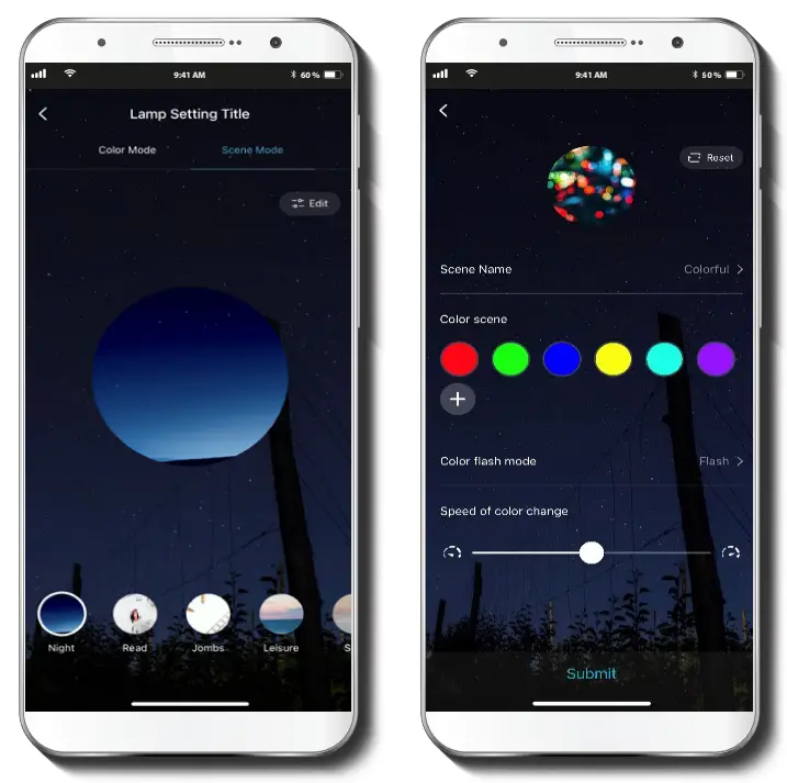 Color and scene settings