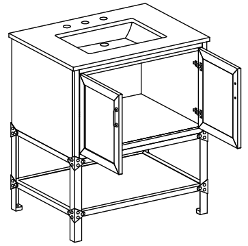 HOME DECORATORS COLLECTION TJ-0401V3022BR Alster 30 Inch Single Basin Vanity - doors
