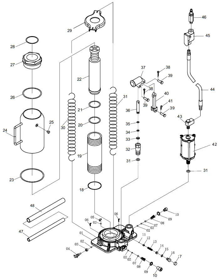 PITTSBURGH 59425 Air Hydraulic Bottle Jack - Assembly Diagram