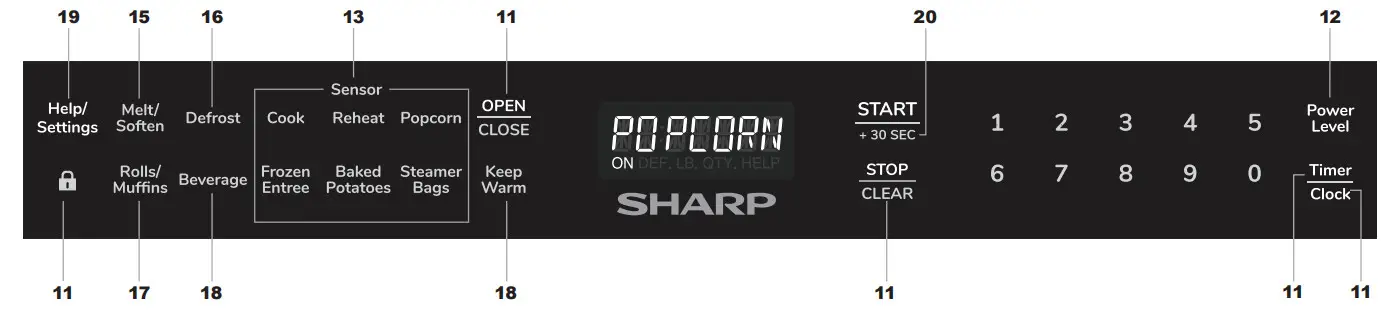 SHARP SMD2440JS Microwave Drawer Oven - KEYSHEET