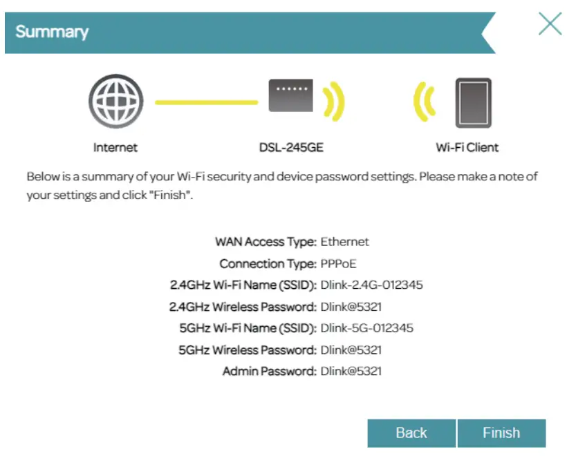 D-Link Dual Band Wireless AC1200 ADSL2+ VDSL2 Modem Router DSL-245GE - Setup 9