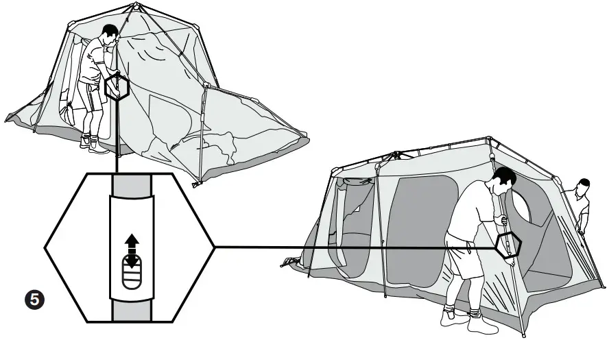 KIWI camping KC072-722 Falcon 9 Ezi-Up Blackout Family Tent - Ensure they lock into place