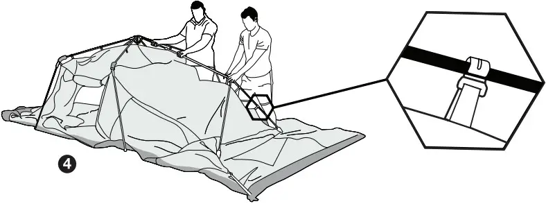 KIWI camping KC072-722 Falcon 9 Ezi-Up Blackout Family Tent - Lift up each end hub.