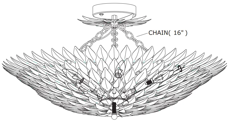 CRYSTORAMA 519 SA Broche Eight Light Chandelier  - SEMI FLUSH