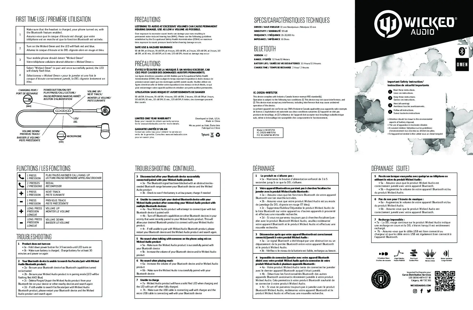 Wicked Audio Omen Wireless Earbuds User Manual