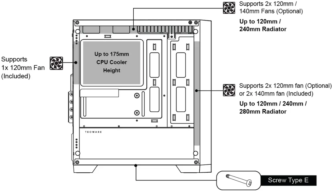TECWARE Neo M2 Mid Tower ARGB Case - cpu cooler