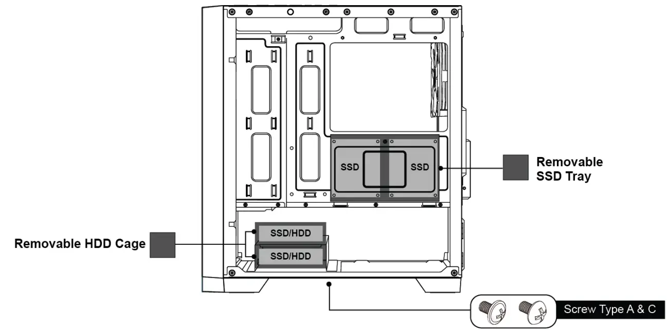 TECWARE Neo M2 Mid Tower ARGB Case - ssd card