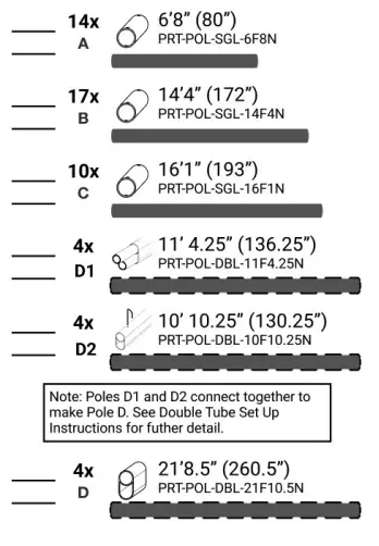 AMERICAN TENT 30x75 Party Frame Tent - POLES