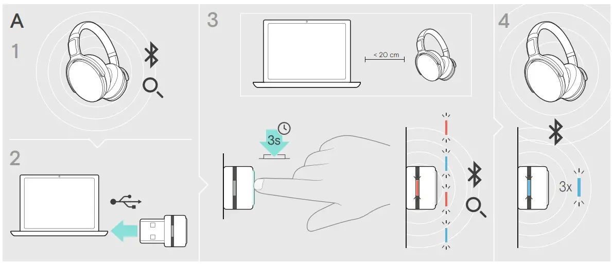 EPOS BTD800 USB Bluetooth Dongle Network Adapter - Connecting