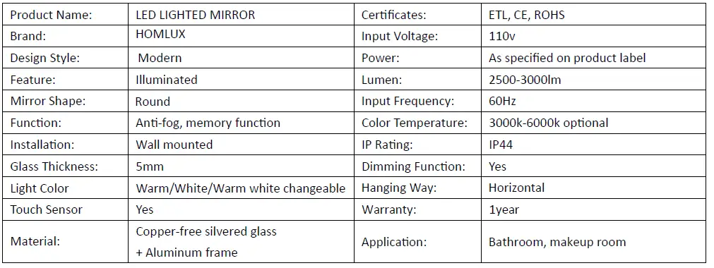 HOMLUX 621A004796 LED Wall Mounted Mirror-fig-2