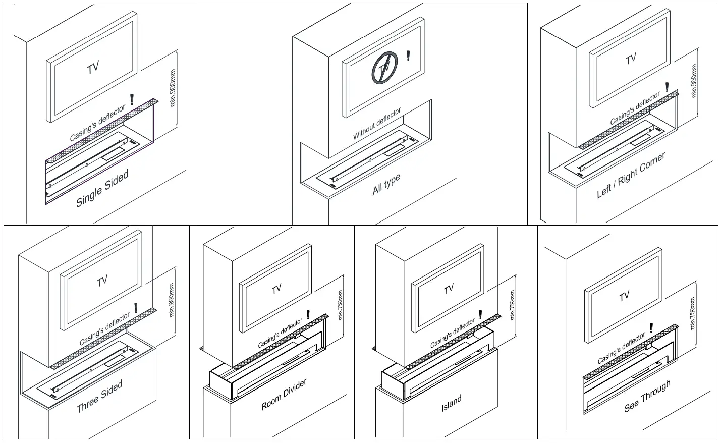 planika Forma 1000 Single Sided Fireplace inserts - See Through20