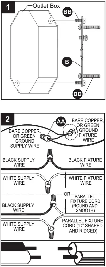 KICHLER 37423A 4 Light Vanity - ASSEMBLY INSTRUCTIONS 1-2