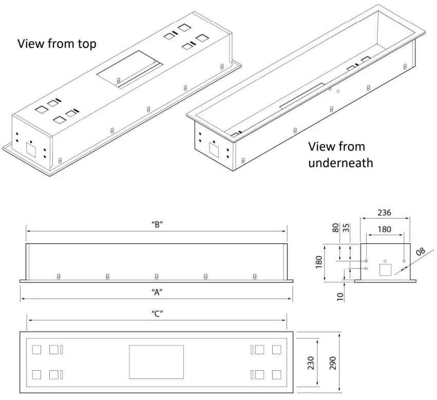 HEATSTRIP THX3600 THX Flush Mount Enclosure - View from top