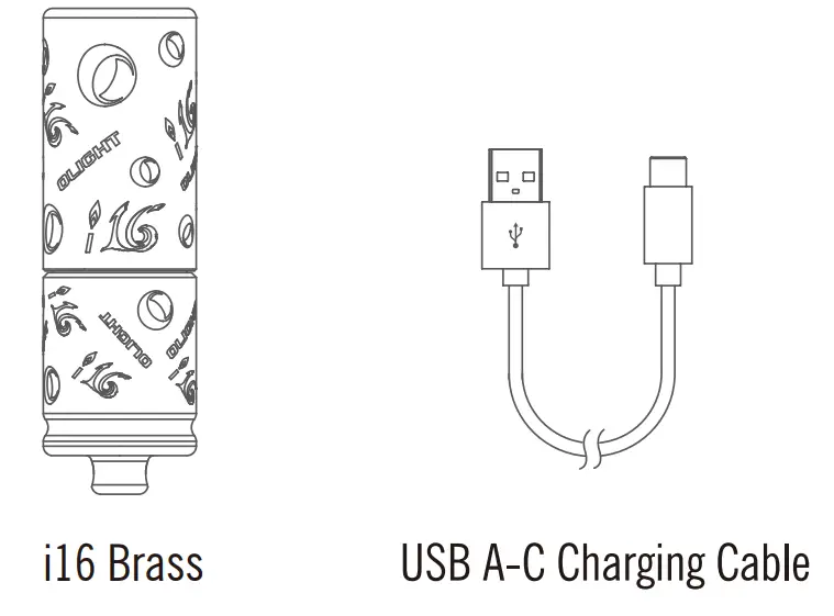 OLIGHT i16 Brass Keychain Flashlight - Box
