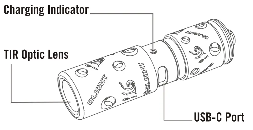 OLIGHT i16 Brass Keychain Flashlight - Charging