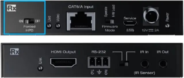 key digital KD X444SP 4K 18G HDMI over 50m CAT5e 6 Extender Set with HDR Power over Cat IR or RS 232 - Forced HPD Switch