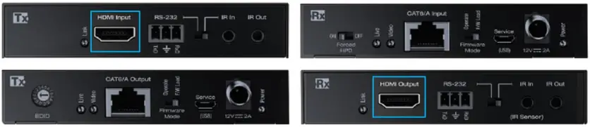 key digital KD X444SP 4K 18G HDMI over 50m CAT5e 6 Extender Set with HDR Power over Cat IR or RS 232 - Input and Output