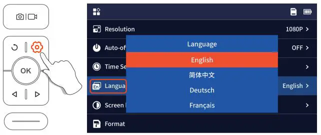 DEPSTECH DS520 Industrial Endoscope User Manual - Language Setting