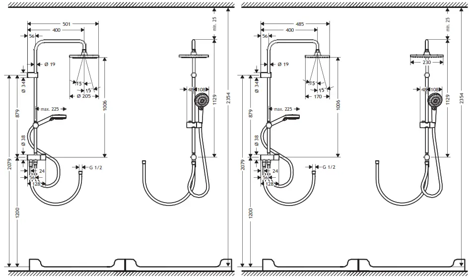hansgrohe 26272 Series 200 1jet Reno Vernis Blend Shower Pipe - Figure3
