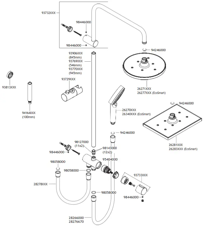hansgrohe 26272 Series 200 1jet Reno Vernis Blend Shower Pipe - Figure5