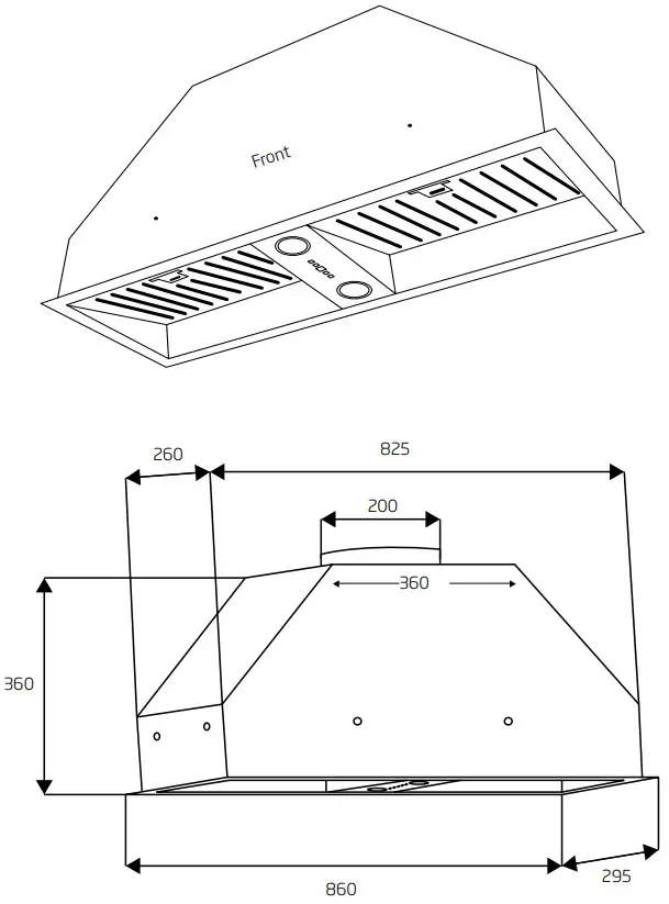 Schweigen UM 9S Silent Undermount Rangehood - Dimensions