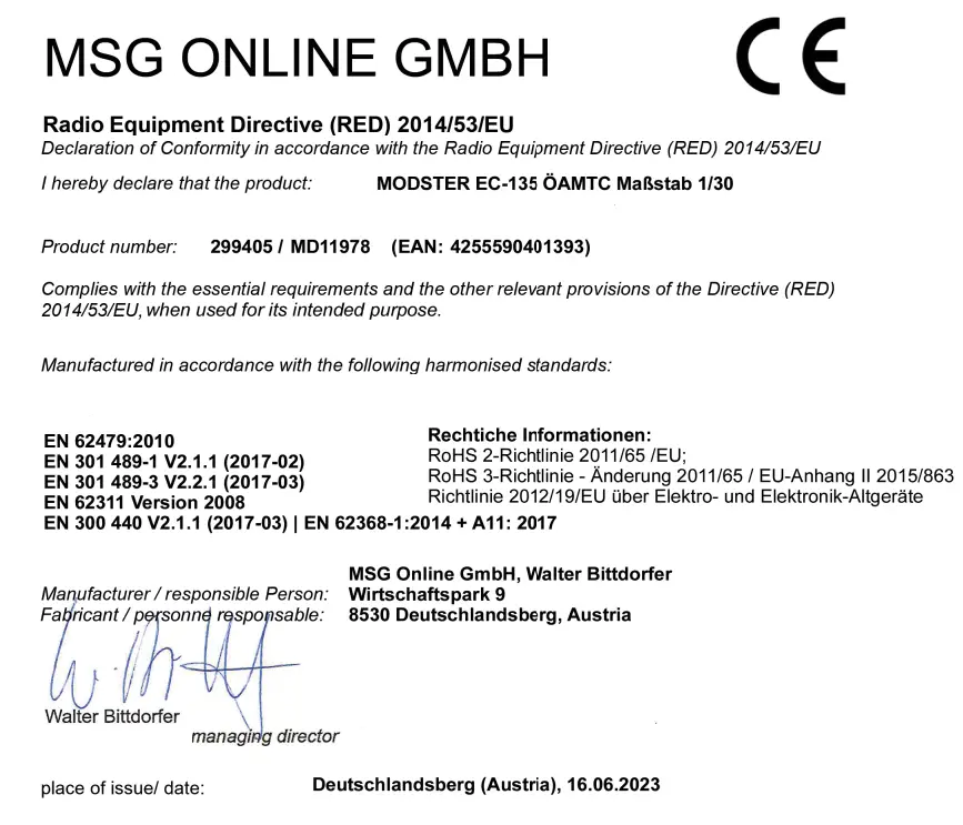 Declaration of Conformity