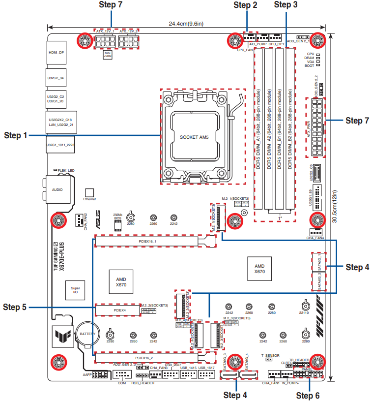 ASUS Q20196 TUF Gaming Motherboard - Motherboard Layout
