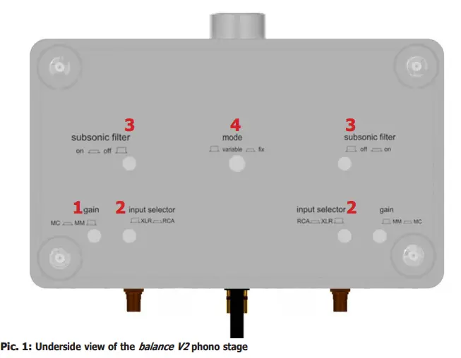 clearaudio balance V2 Phono Stage - . Set-up adjustments
