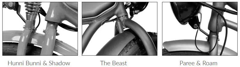 WILDSYDE E-Cruisers Hunni Bunni Vintage Electric Bicycle - FITTING FRONT FENDER